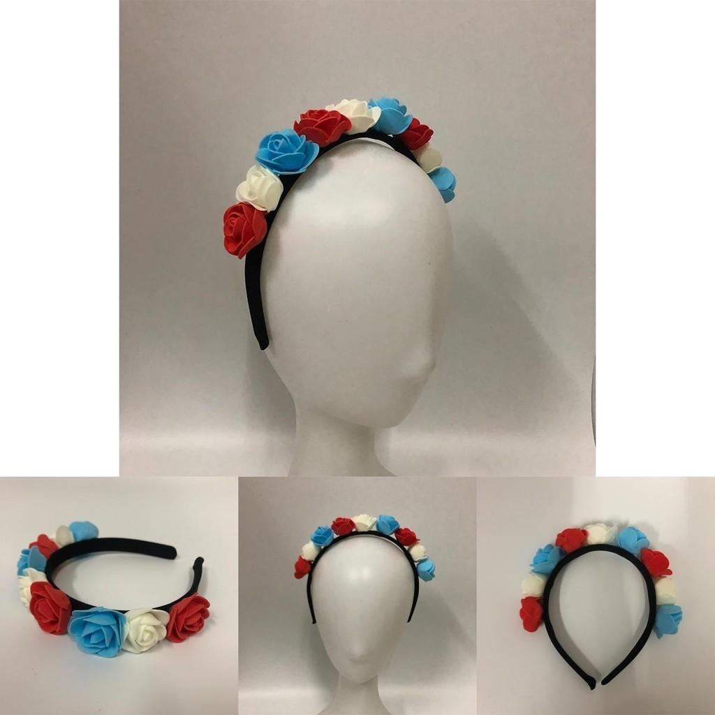 Elegantes Blumen-Haaraccessoire Stirnband für das 70. Platinjubiläum der Königin, inspiriertes Design im Union Jack-Stil