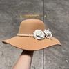 New bridal hat French black top hat elegant retro Hepburn British flat top pearl top hat