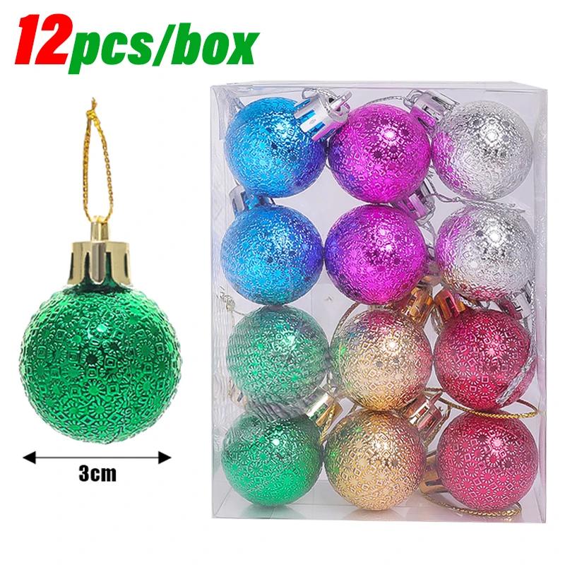 3CM Mini Christmas Balls Colorful Ball Xmas Tree Hanging Pendants Ornaments for New Year Party Home Decor Supplies Wholesale
