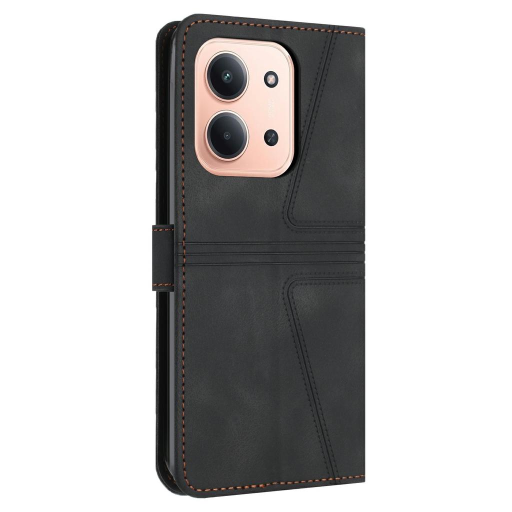 Leather Case for Xiaomi Redmi 15C 4G (EU) (173mm)/15C 5G (EU) (173mm)/Poco C85 4G (173mm) Triangle Imprinted Anti-Scratch Phone Wallet Cover