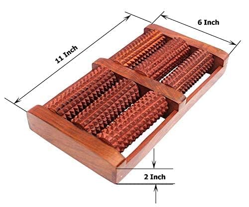 KEDY Dual Manual Foot Massager - Wooden Massage Roller for Plantar Fasciitis, Stress, Heel and Arch Pain - Shiatsu Deep Tissue Therapy with Refle