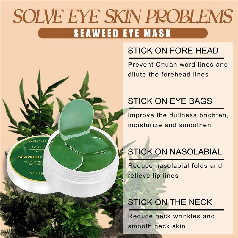 60pcs Seaweed Hyaluronic Acid Eye Masks Collagen Eye Patches for Dark Circle Reduction Facial Care Beauty Skincare Products