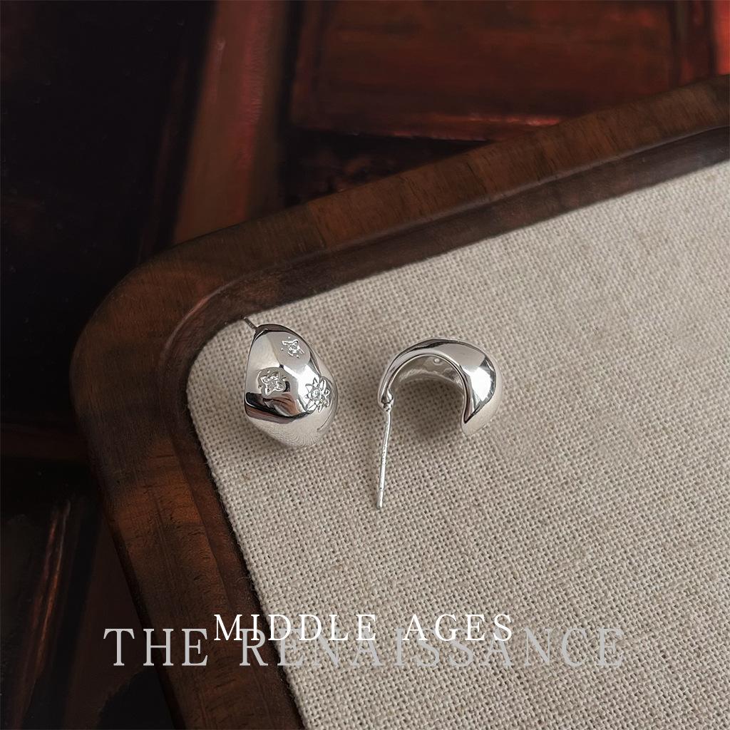 Французские серьги-пусеты с манго и цирконом, инкрустированные микро-вставками, ретро, С-образные, легкая роскошь