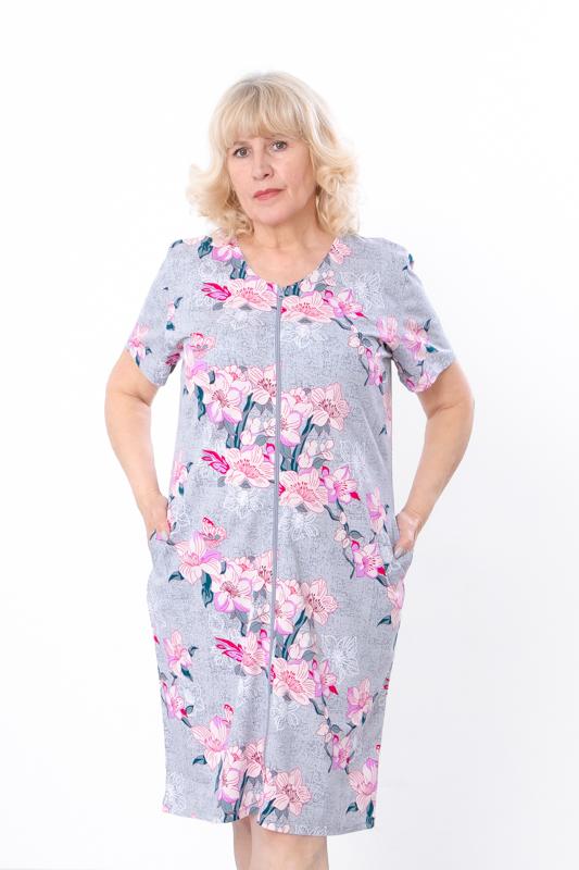 Damen Atmungsaktiver Sommer-Bademantel – Weiche Baumwolle Kulir mit durchgehendem Reißverschluss & Schicken Prints, Alltagskomfort, Sommer, 8205-002 HC