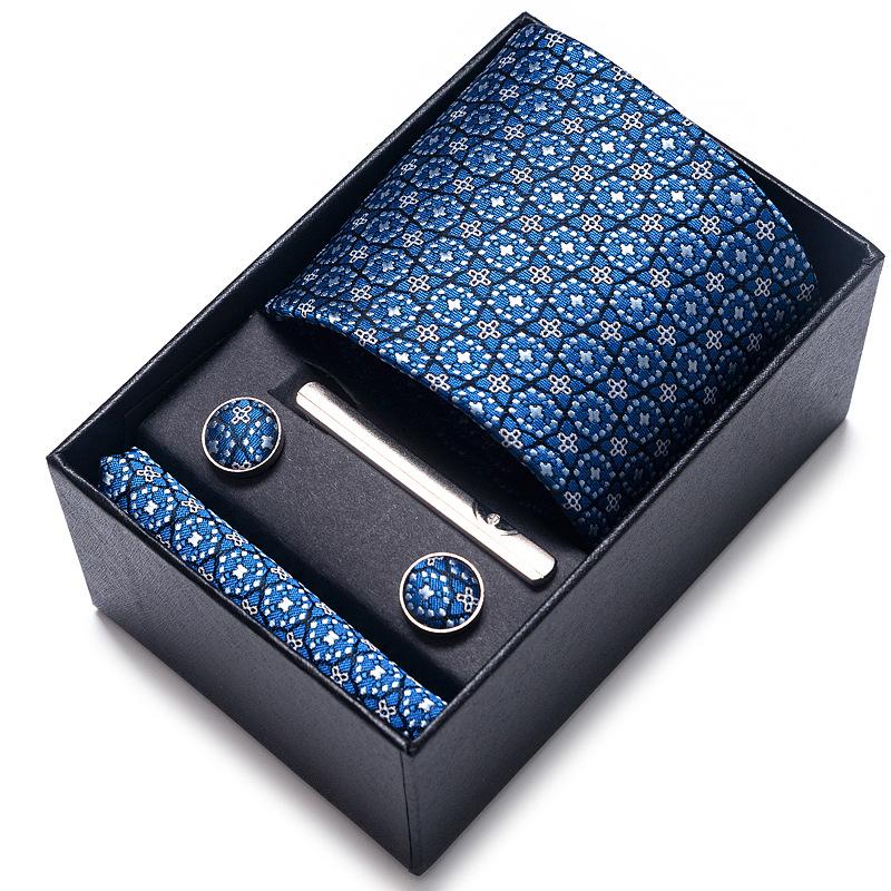 Cravatta Uomo Sposo Matrimonio Compleanno Regalo Per Ragazzi alla Moda Formale Casual Cravatta Asciugamano da Taschino Set Scatola Regalo