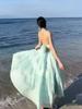 Mint Mambo Beach Resort Hanging Neck Dress with Fairy-Style Big Hem Skirt