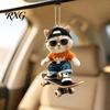 Cool Aesthetic Car Accessory Skateboard Cat Hanging Ornament, 2D Flat Acrylic Rearview Personalized Gift Mirror Decor, Trendy Skate Pendant