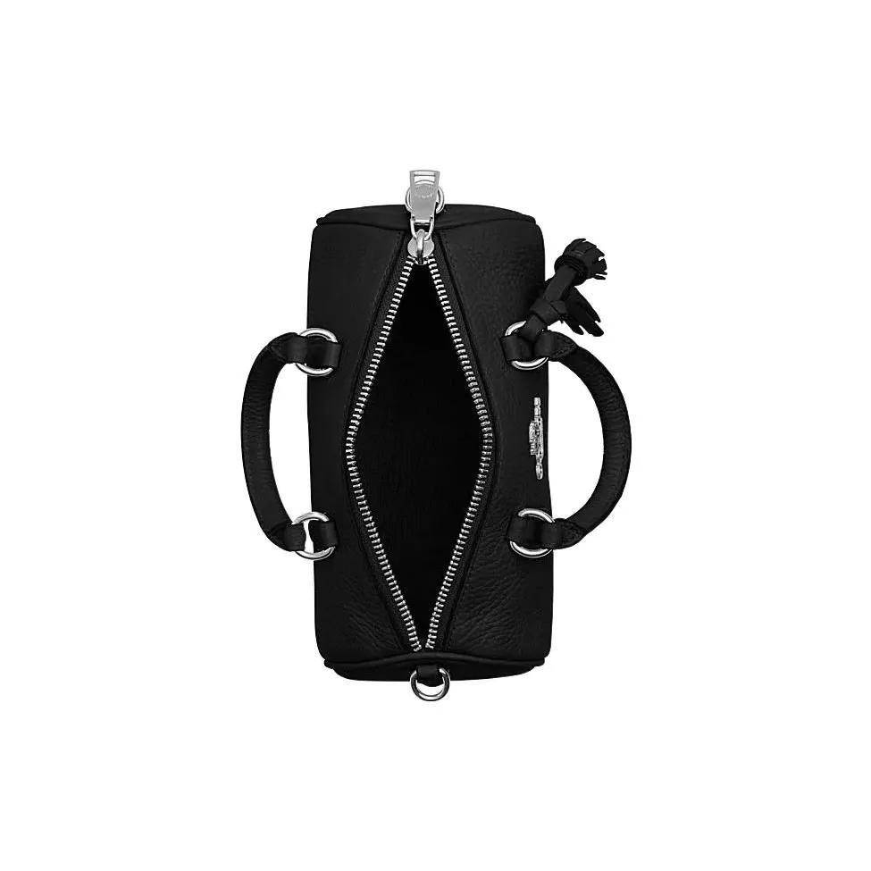 COACH Lacey Cow Leather Boston Bag , Handbag , Shoulder Bag , Crossbody Bag Small Women's Black (Unisex) Handbags CJ571 SVBK