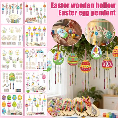 1set Easter Bunny Wind Chimes Craft Kit Chimes For Decorative For Spring Decor And Creative Family Fun 5ml