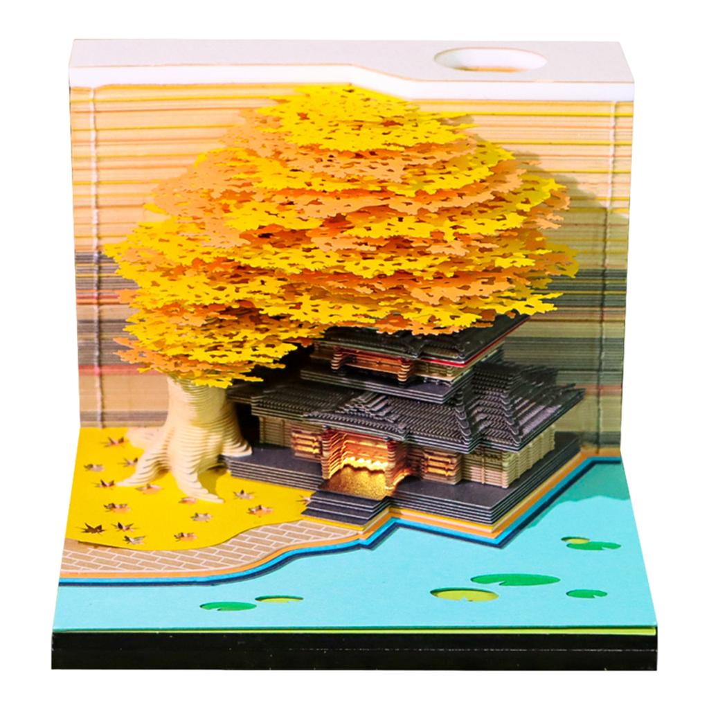 Time Piece Calendar 2026 3D Memo Pads Calendar with Led Light 3D Art Calendar Paper Carving Art Memo Pad Notepad for Home Decor