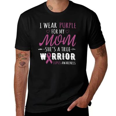 I Wear Purple for My Mom True Lupus Warrior TShirt Classic Graphic Short Sleeve Top