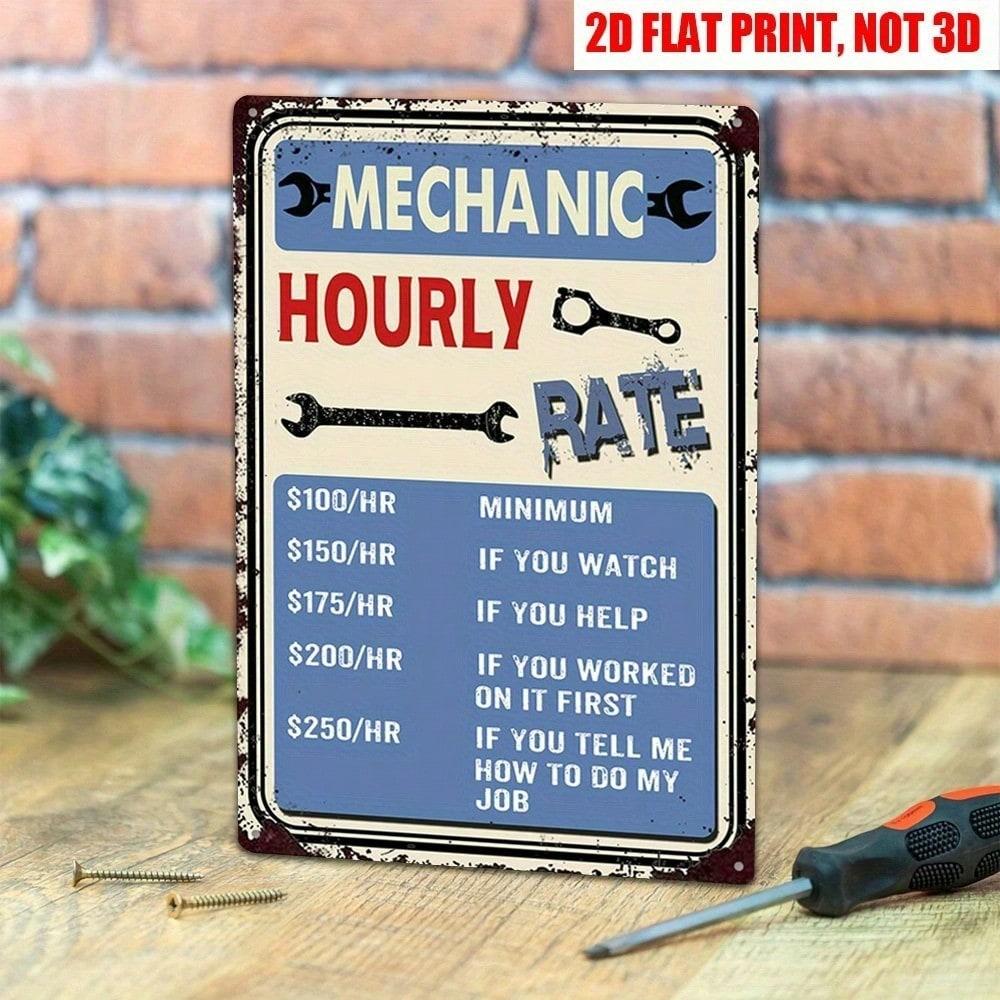 

Funny Mechanic Shop Rate Metal Tin Sign Vintage Garage Wall Decor Man Cave Pub 20x30