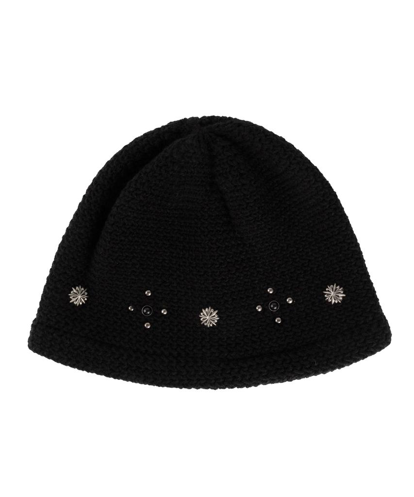 Aleseueseussi Sunburst Rivet Knit Beanie - Black