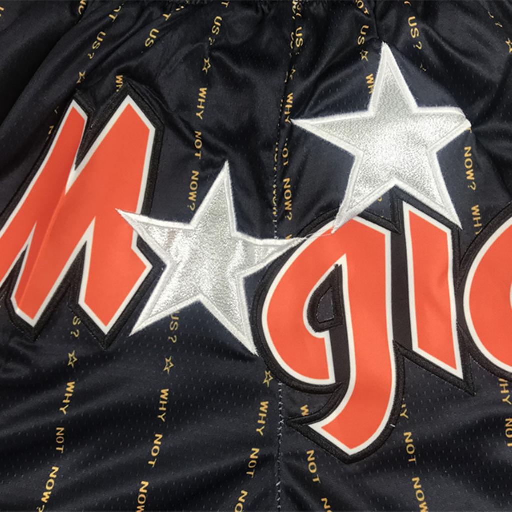 Magics Retro bestickte verkürzte Basketball-Shorts mit Kordelzug, Trainingsshorts