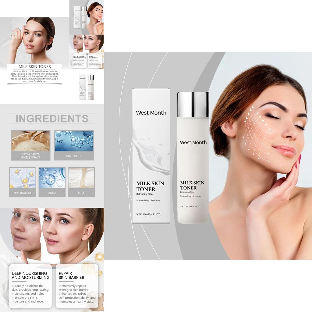 West Month Niacinamide Toner Nourishing Skin Repair Enhancing Brightening Hydrating Formula 120ml