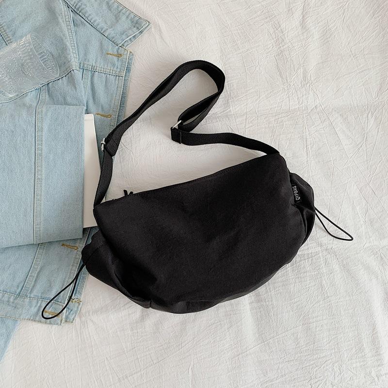Casual Solid Color Small Bag Women's 2025 New Trendy Autumn Fashion Nylon Cloth Tote Bag Fashion Shoulder Messenger Bag