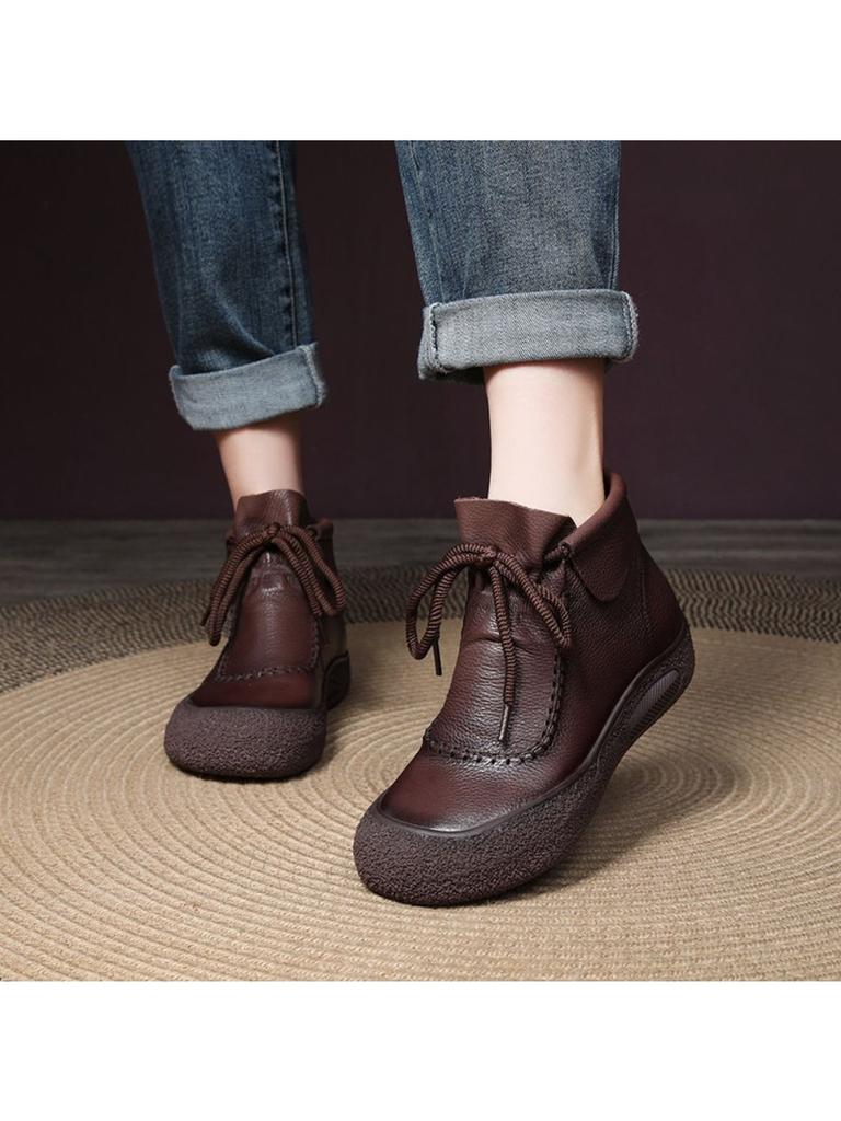 Fashion 2024Women's Shoes National Style Antiskid Soft Soled Flat Shoes Casual Short Boots Autumn and Winter New Women's Boots