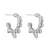HECHENG,Creative Gold Color Geometric Irregular Hammered Earrings Vintage Twisted Hoop Earrings Set for Women Zircon