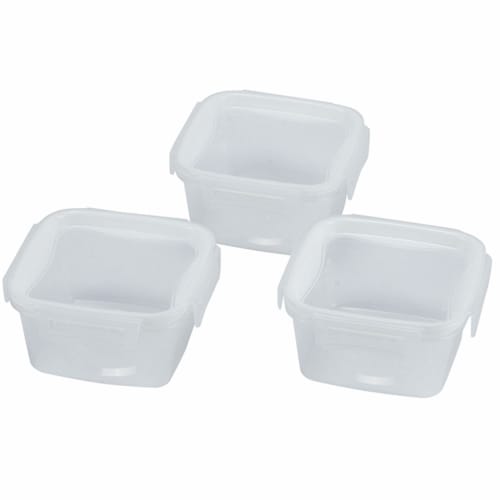 PEARL METAL Neo Keep Lock Storage Containers, Square, Medium Size, Set of 3, Dishwasher and Freezer Safe, Made In Japan, HB-5748