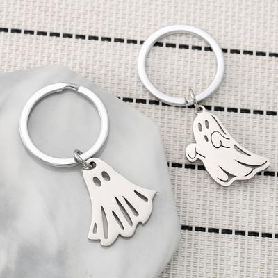 Cute Cartoon Ghost Stainless Steel Keychain Halloween Style Fashion Couple Pendant Practical Backpack Gift