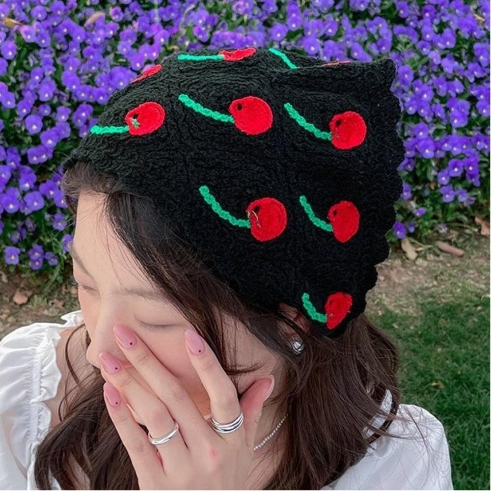 Headwear Triangle Headband Strawberry Cherry Cherry Triangle Hair Scarf Sweet Hair Scarf Spring