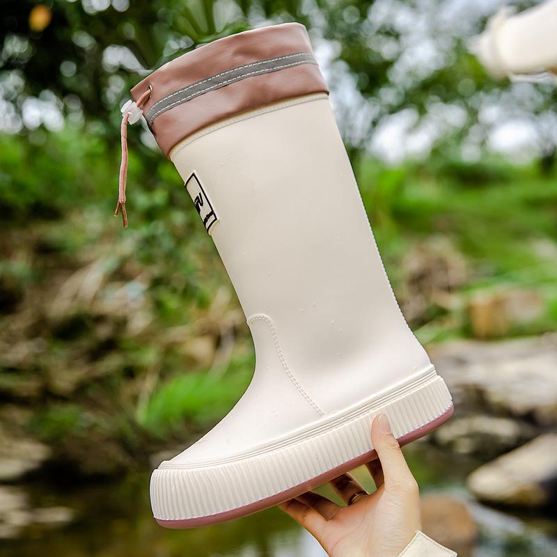 New Fashion High Tube Thick-soled Rain Boots Women's Outer Wear Bundle Non-slip Water Shoes Warm Rain Shoes Waterproof Glue Shoes Fashion