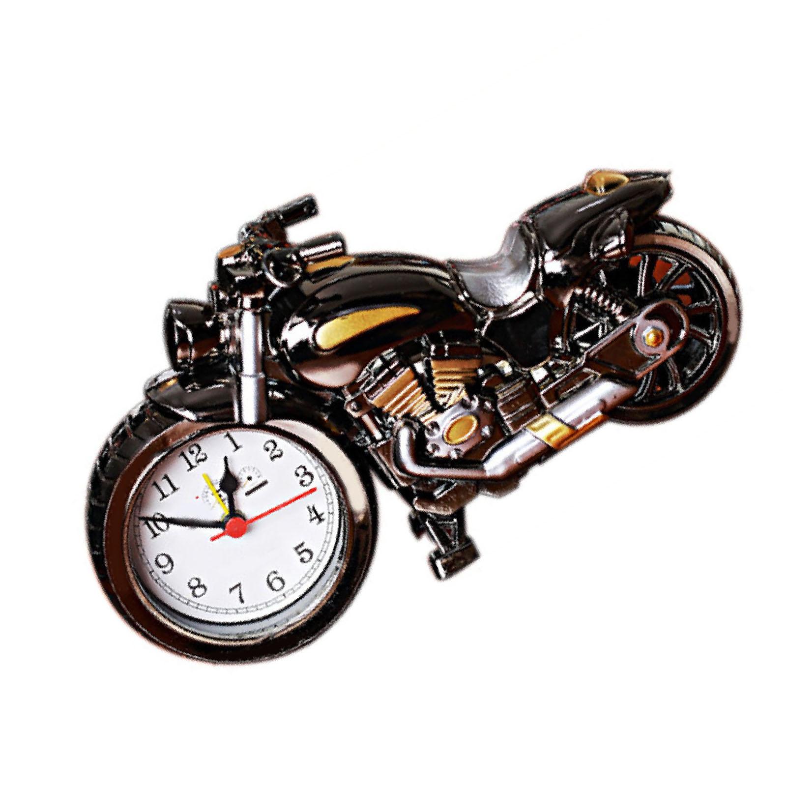 

Motorcycle Alarm Clock Plastic Quartz Movement Battery Operated Vintage Desk Clock for Home Dorm Office Shelf Decoration