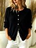 2026 Cross-Border Women's Solid Color Button Cardigan - Autumn/Winter Knitwear, Round Neck, Long Sleeve