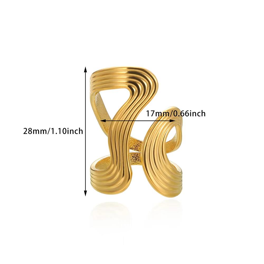 

Gold Color Anillos For Women Unisex Stainless Steel Geometric Wave Rings Broad Surface Jewelry Accessories Christmas Punk Gift resizable
