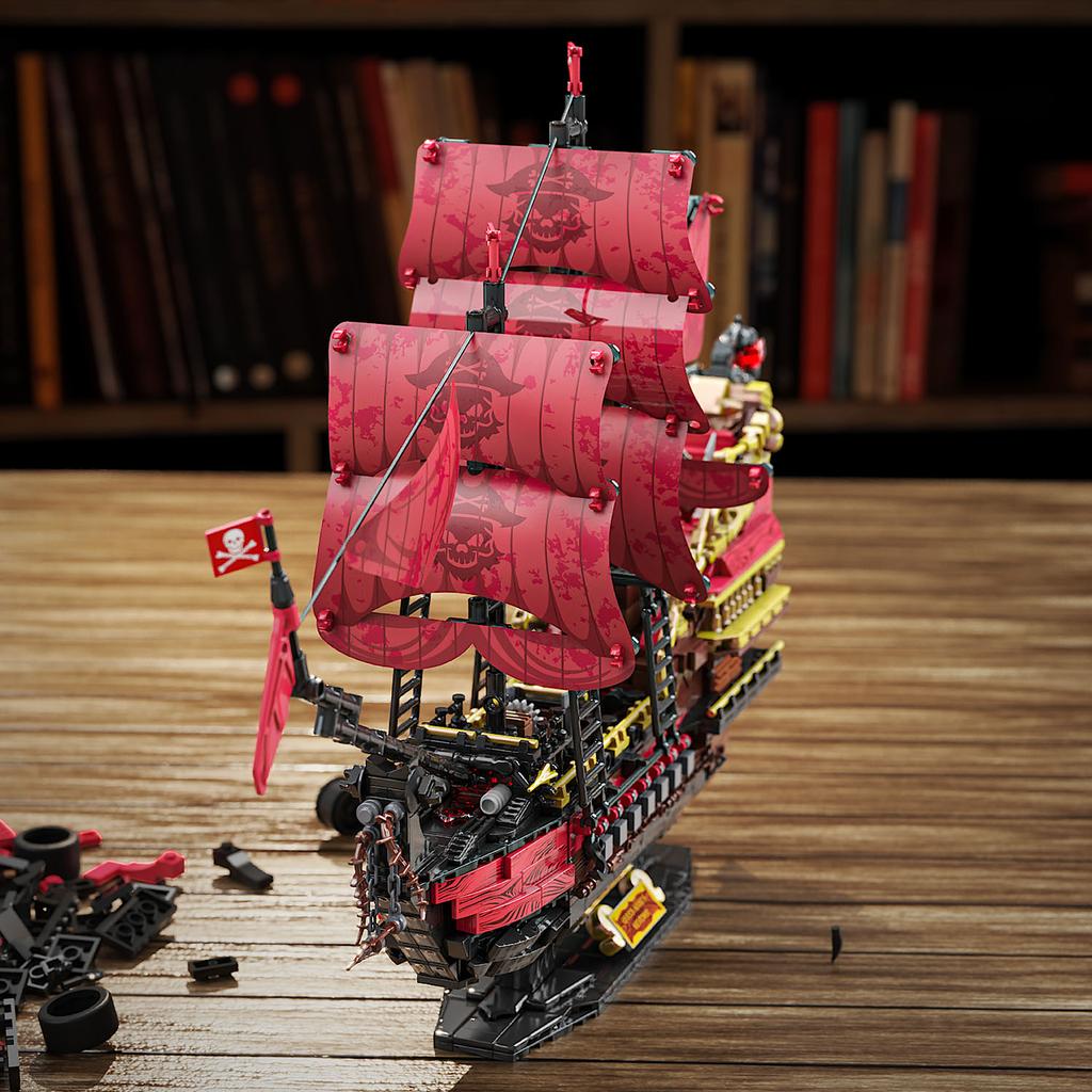 1898 Stück Piraten der Queen Anne's Revenge Kriegsschiff Bausteine Bootssteine Karibik MOC Zusammenbau Spielzeug für Kinder Geburtstagsgeschenke