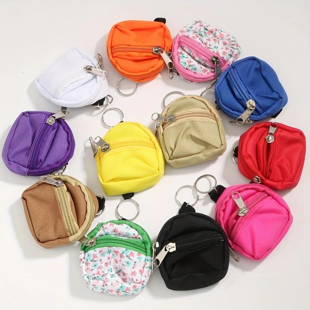 Metal Key Ring Zipper Coin Pouch Nylon Keychain Pouch New Mini Storage Bag Key Organizer