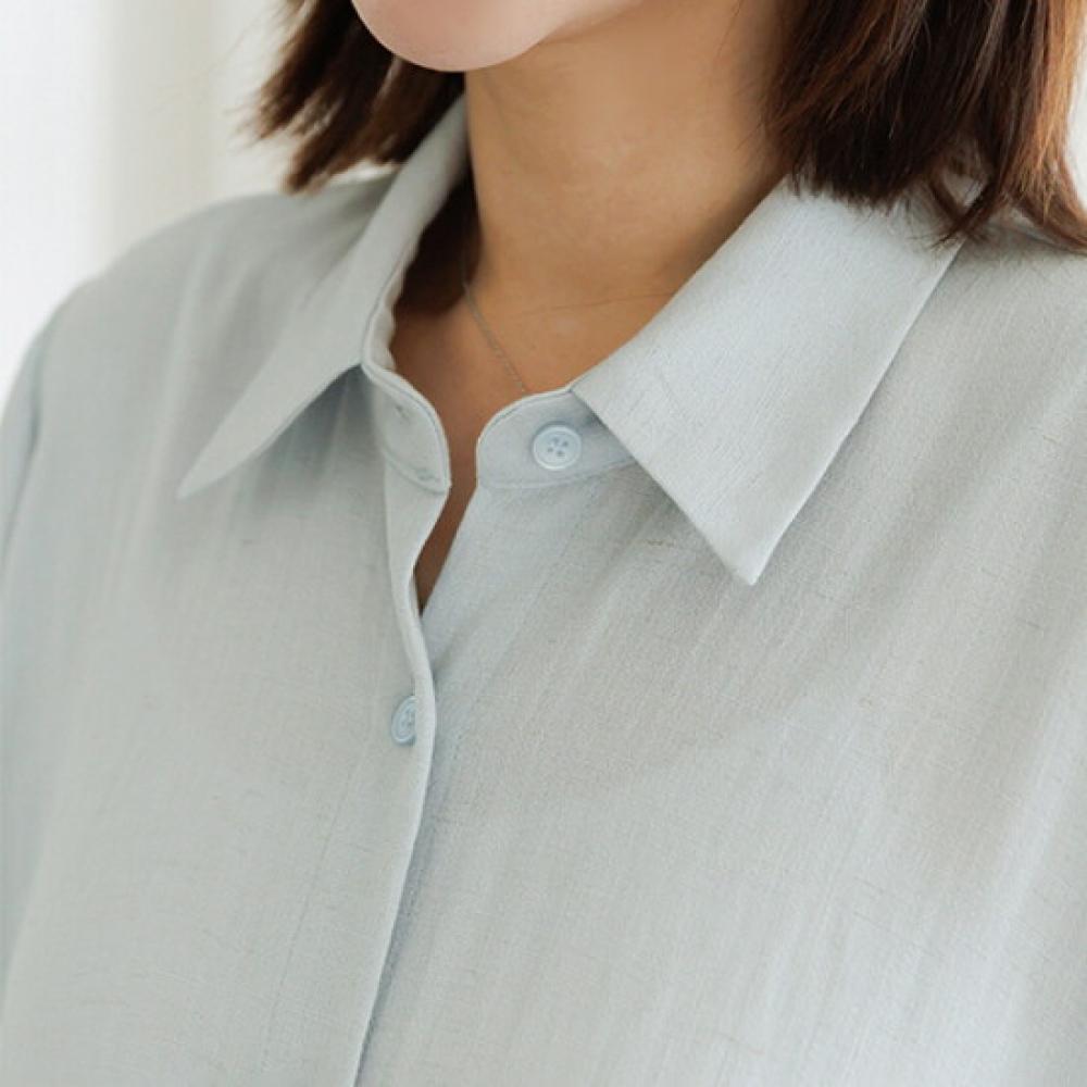 Dedra 88size Slit Linen Blouse Tbf3408