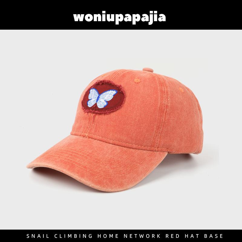 

Brim Stylish Wide Denim Baseball Cap With Sweet Bow For Women In Colors Trendy Dirty Orange