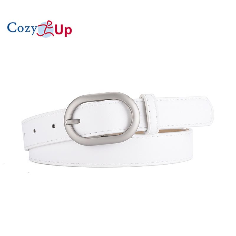 Women's oval PU belt with outer waistband