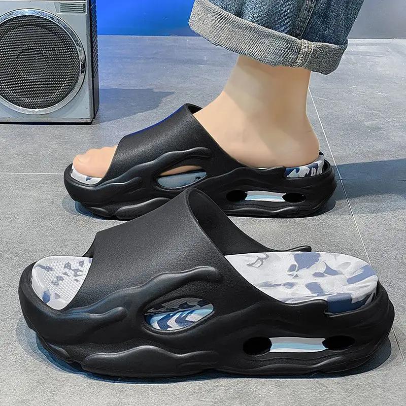 Platform Slippers for Men Shiatsu Beach Shoes Indoor House Walk Around Home Bathroom Designer Luxury Original Adult Sandals Man