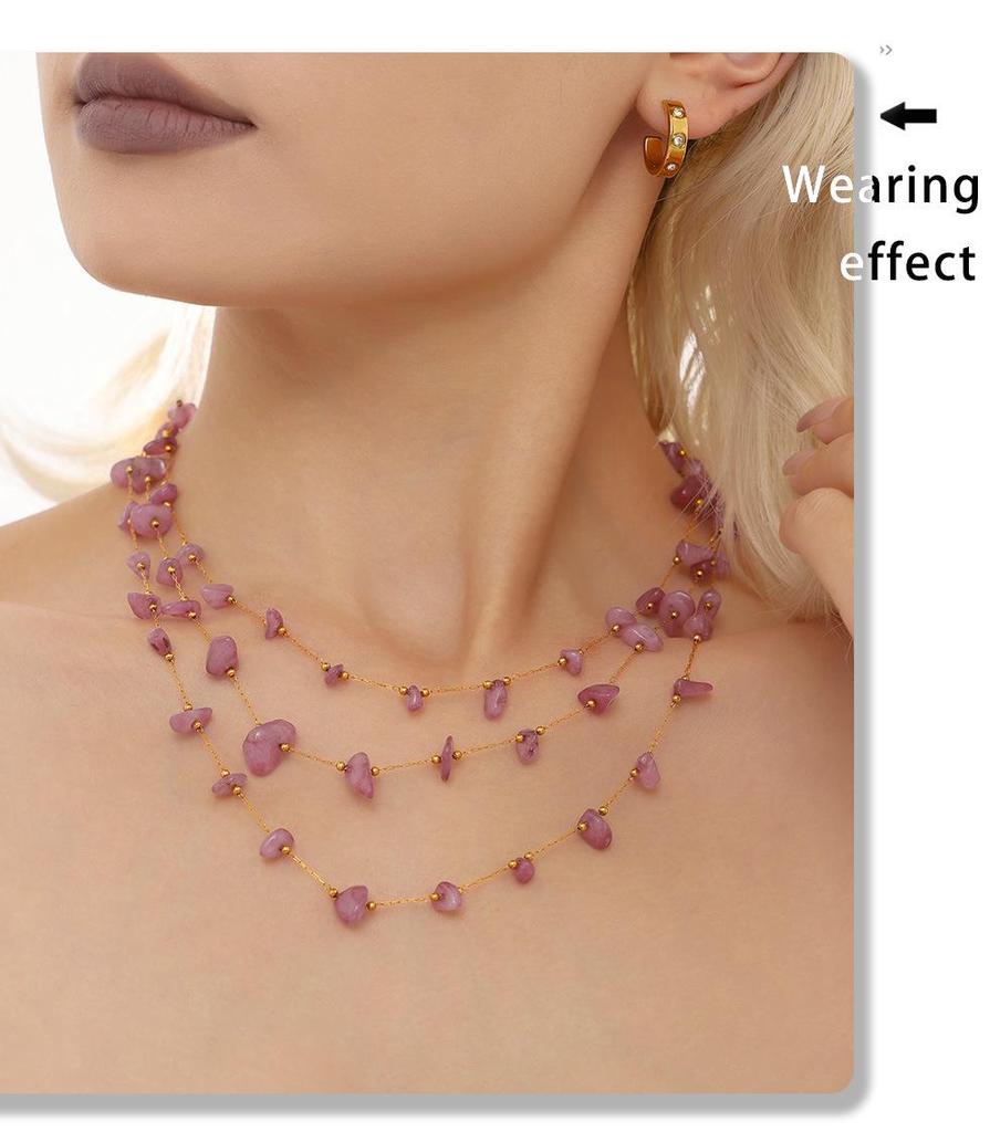 Bohemian Pink Stone Luxury Choker & Bracelet Set for Women
