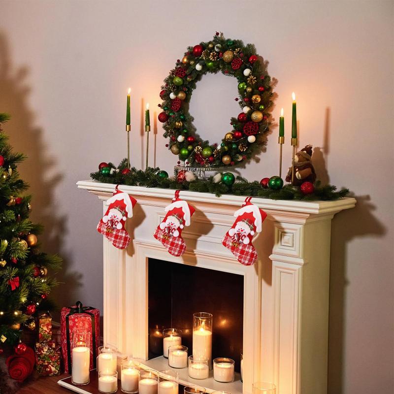 Christmas Candy Bags House Ornament Decoration Christmas Stockings Decoration For Holiday Winter Home Farmhouse Goody Bag Pouch