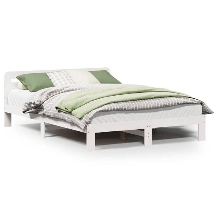 VidaXL Bed Frames Without Mattress White 120x190 Cm Solid Pine Wood, Bedroom Furniture, Slatted Base, Wooden Bed, 855571