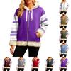 Women's Comfortable Loose Fashion Casual Striped Print Long Sleeve Pockets Hooded Sweatshirt Jacket