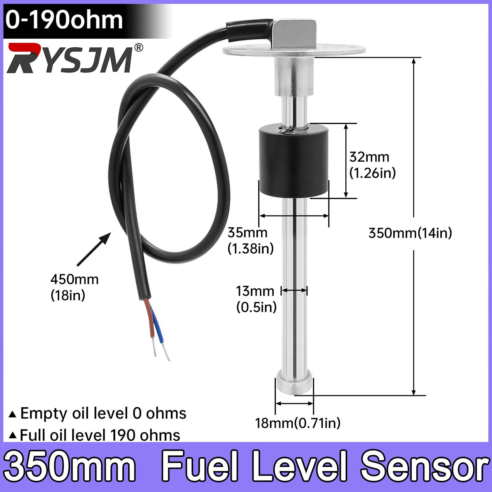 1pc 350mm Sensor Water Fuel Level Gauge Sensor 0~190 ohm Marine Boat Yacht Car Oil Liquid Tank Fuel Sender Unit Sensors 350mm