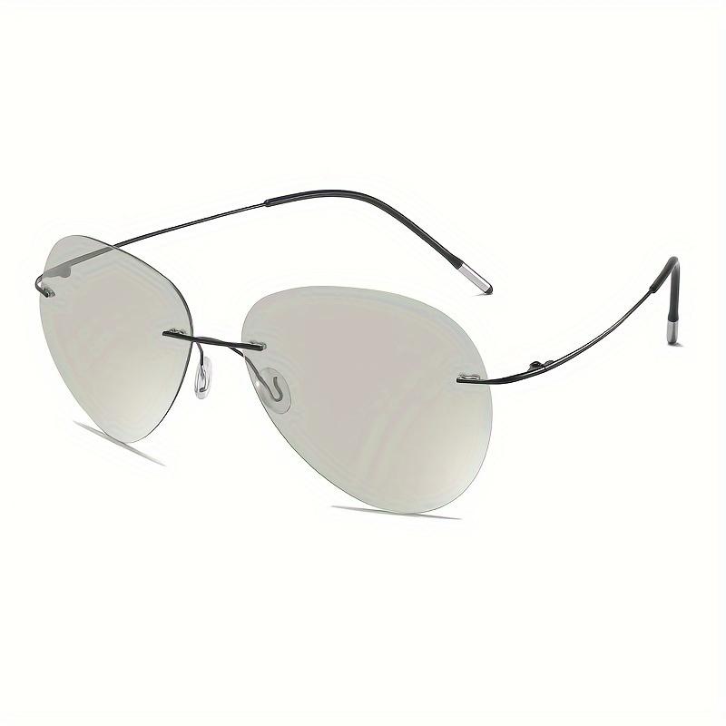 

Polarized men s eyelgasses ultra-light mirror color-changing rimless fashion glasses for day and night серебряный