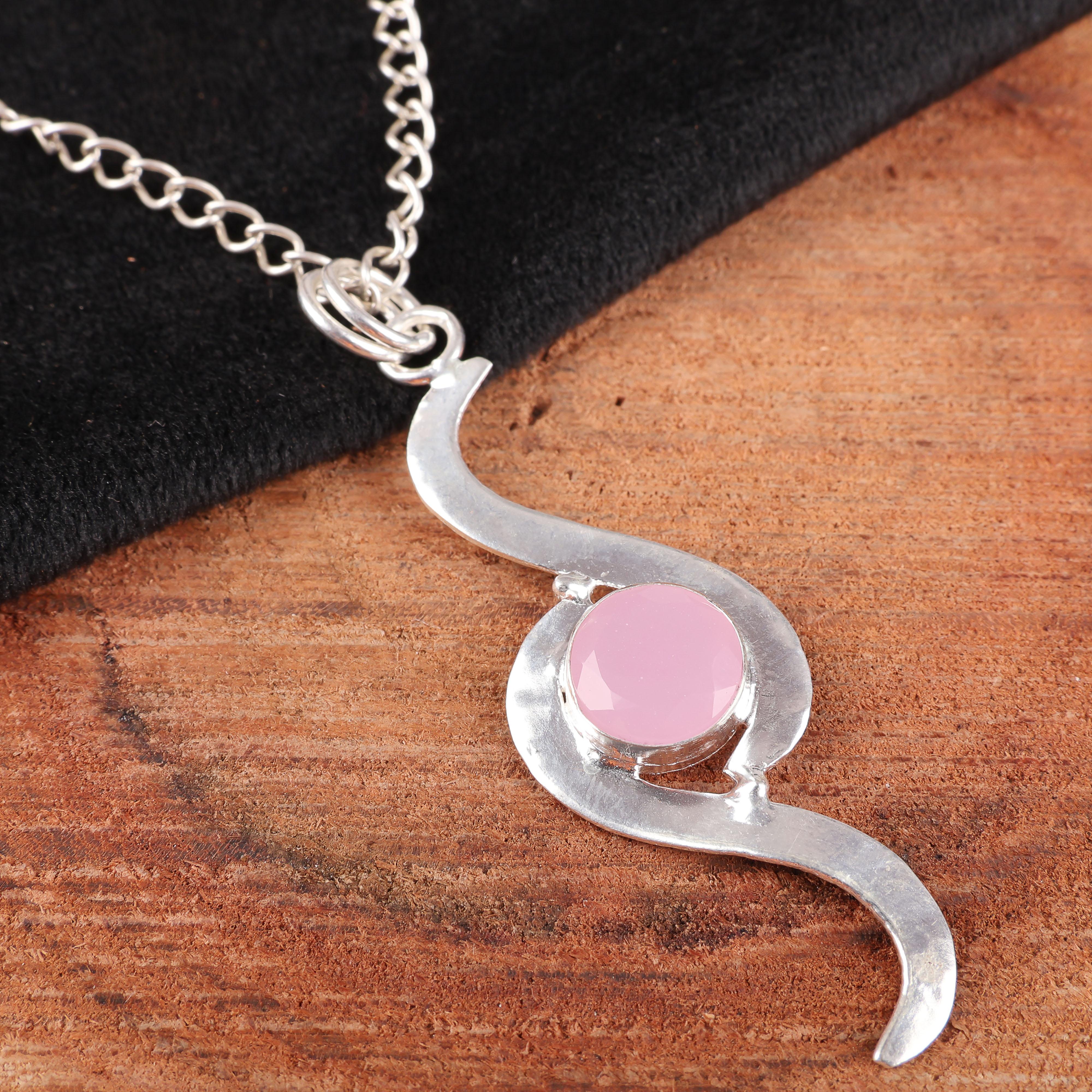 

Ювелирные изделия из драгоценного камня розового халцедона, ювелирные изделия-подвески из стерлингового серебра 925 пробы, восхитительная подвеска ручной работы, подарок для женщин 2.59 Inches розовый