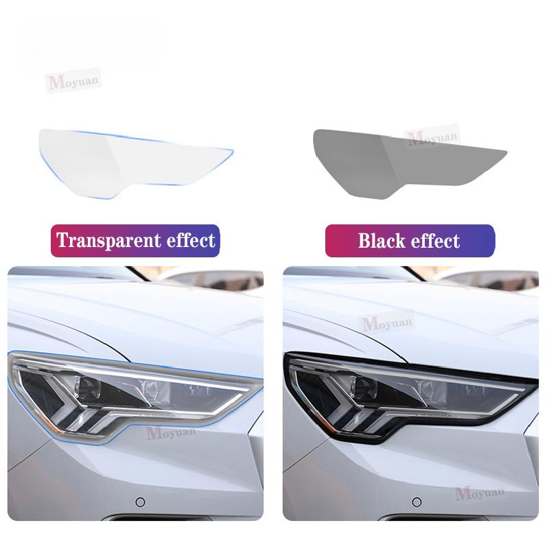 For Land Range Rover Evoque 2015- Car Accessories 2 Pcs Car Headlight Protective Film Headlamp Transparent Black TPU Sticker
