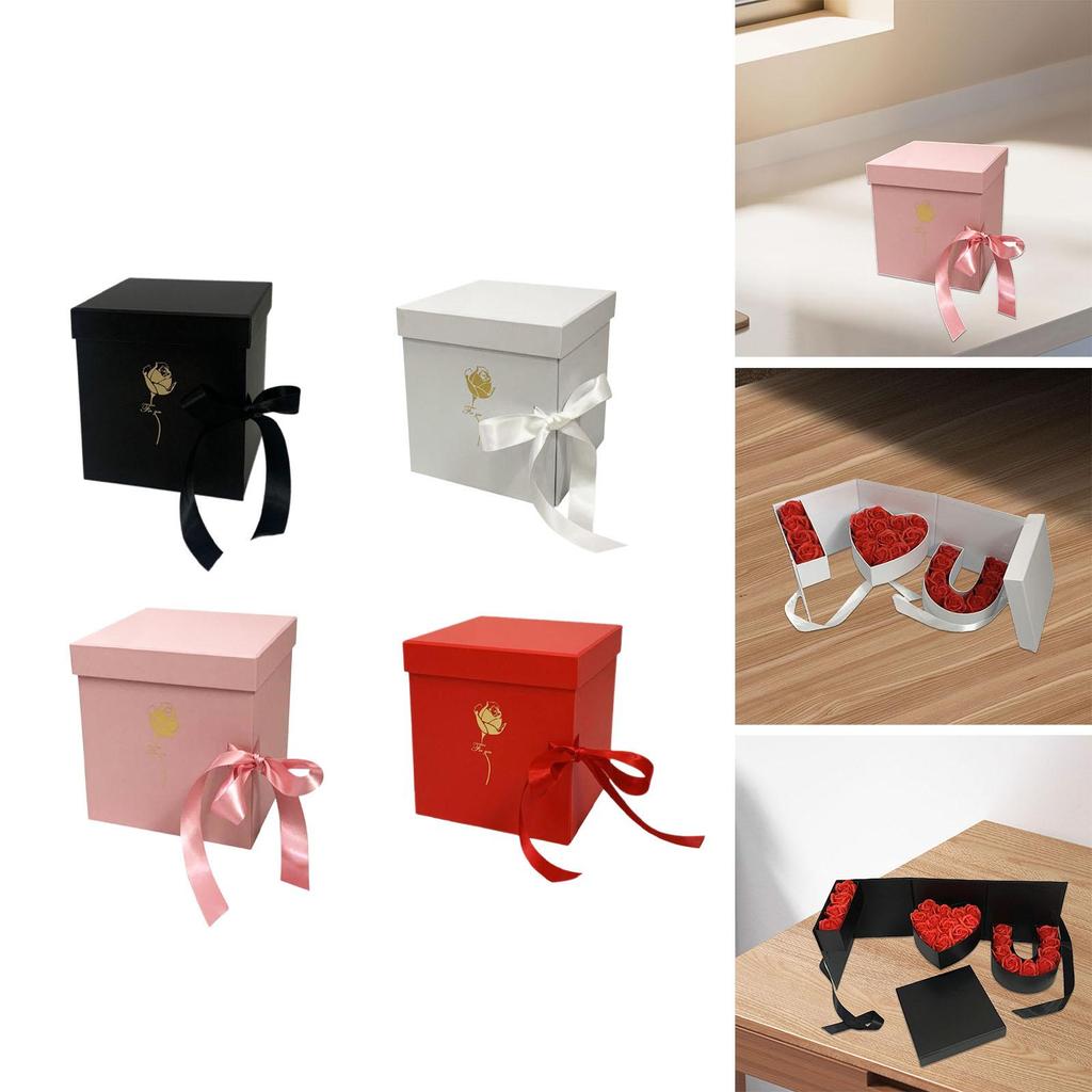 Empty Flower Gift Box Elegant Cardboard Letter Shaped DIY Decorations Gift Packaging for Anniversary Celebrations Parties