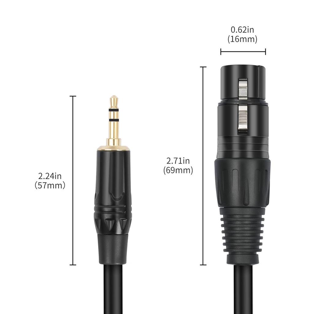 3.5mm Male to XLR Female Balanced Audio Cable for Mixer Microphone - Canon to 3.5mm