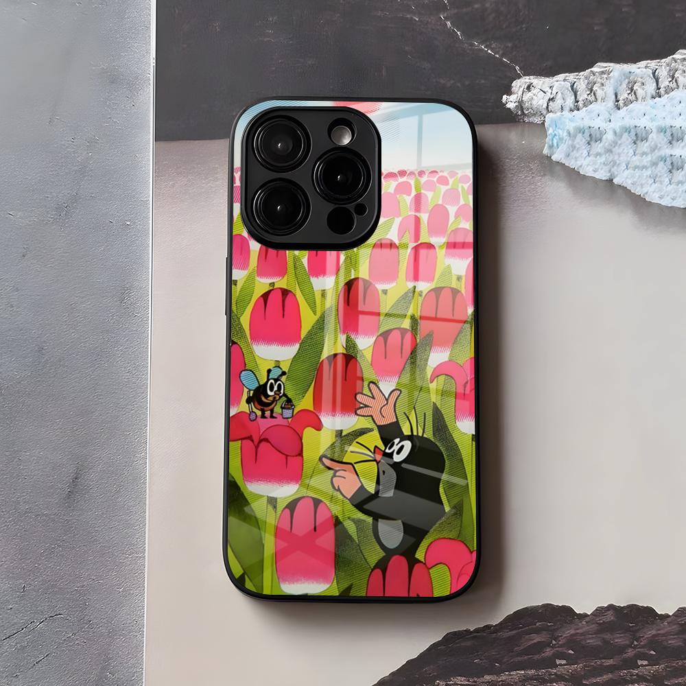 Klassieke Krtek A Kalhotky Telefoonhoesje Voor IPhone 17 Air 16 E Pro Max 15 14 13 Mini 12 Pro 11 Max Plus Zwarte Glazen Cover