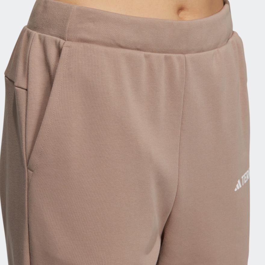Adidas Knitted Sweatpants Women's Pink Brown Moderate Cuffed Pants IC4473