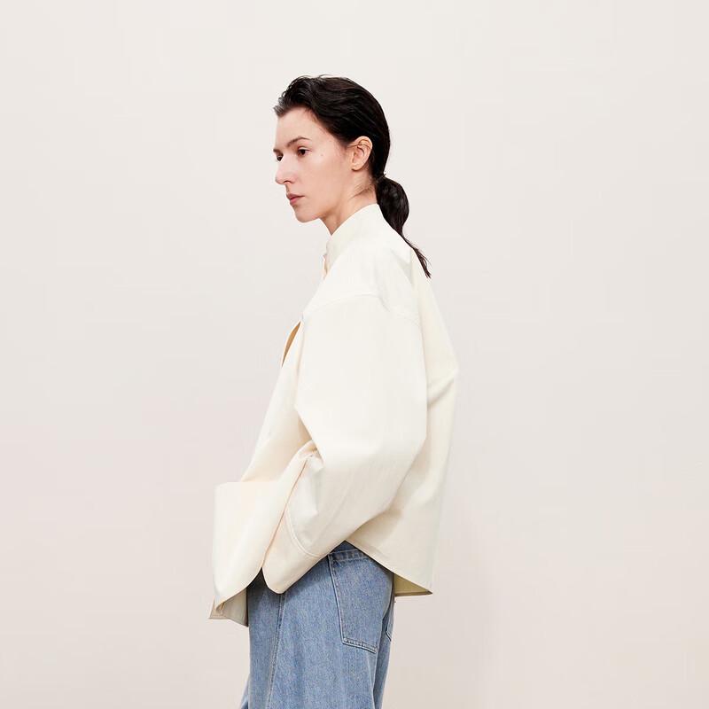 

LESS 2024 Fall Cotton Loose Stand-Collar A-Line Jacket S