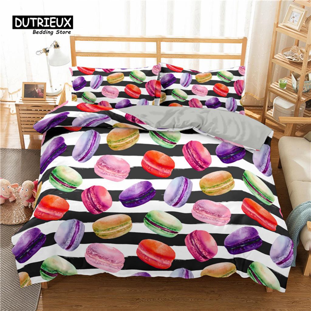 Soft Cute Donuts Duvet Cover Set Dessert Theme Bedding Set For Girls Boys Gifts Microfiber Funny Cartoon Tasty Foods Quilt Cover