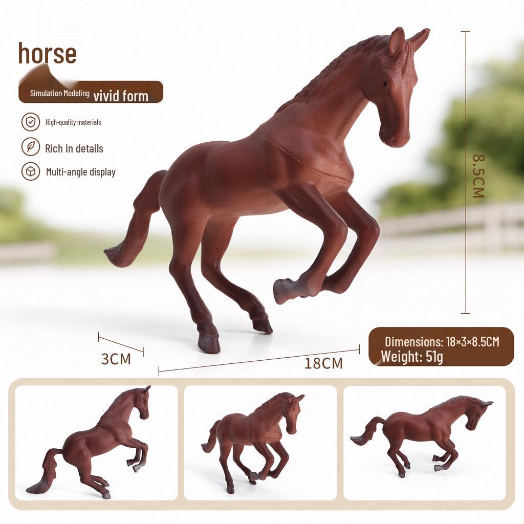 Black Stallion Foal Simulation Animal Model - Wild Horse Cognitive Toy Ornament for Children